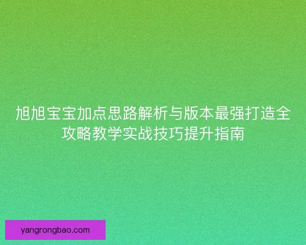 旭旭宝宝加点思路解析与版本最强打造全攻略教学实战技巧提升指南